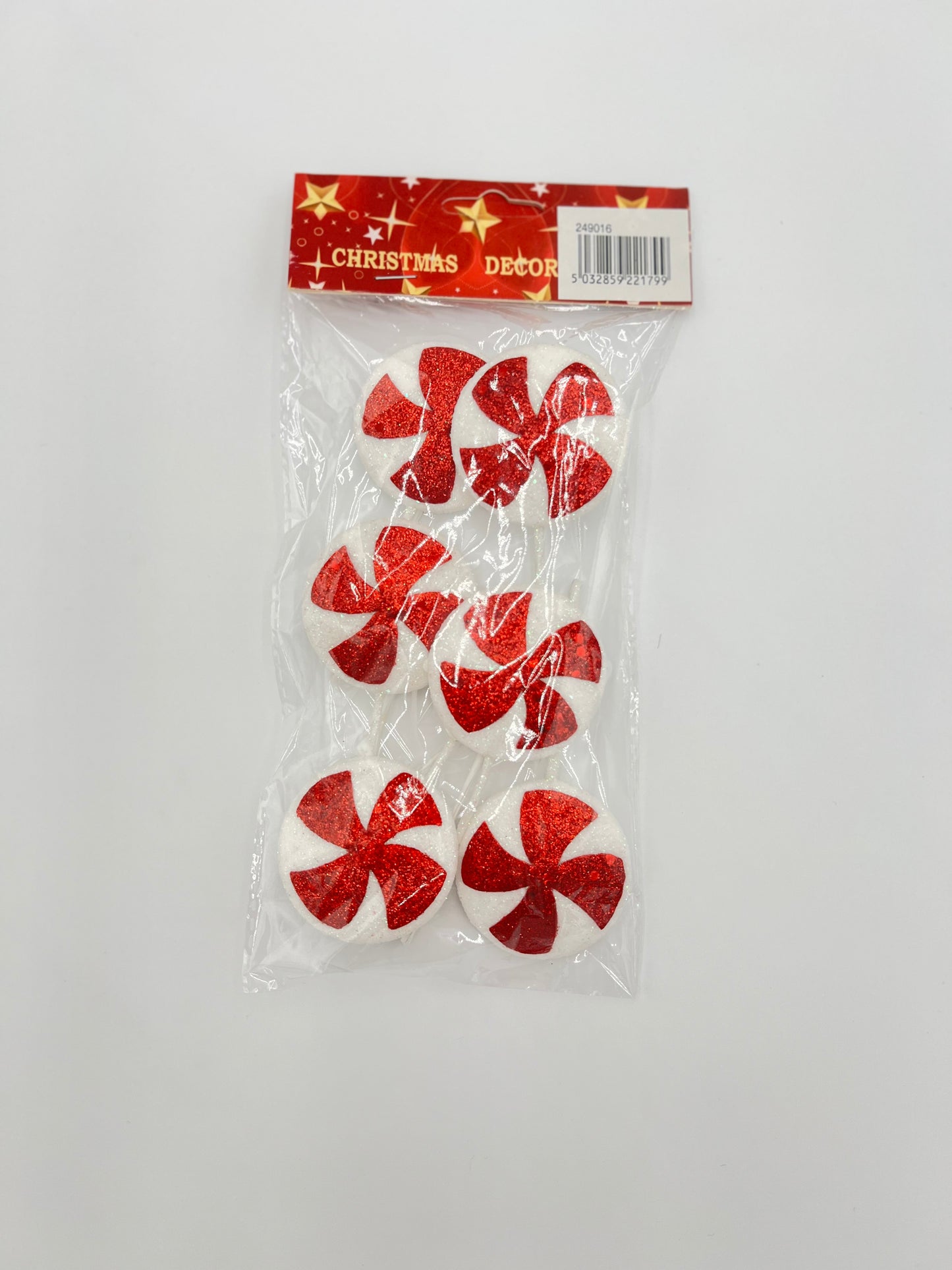 Faux Peppermint Swirl Pick 6 Pack