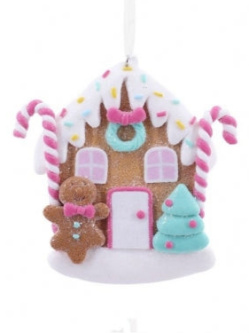 Christmas Hanging Gingerbread House pink