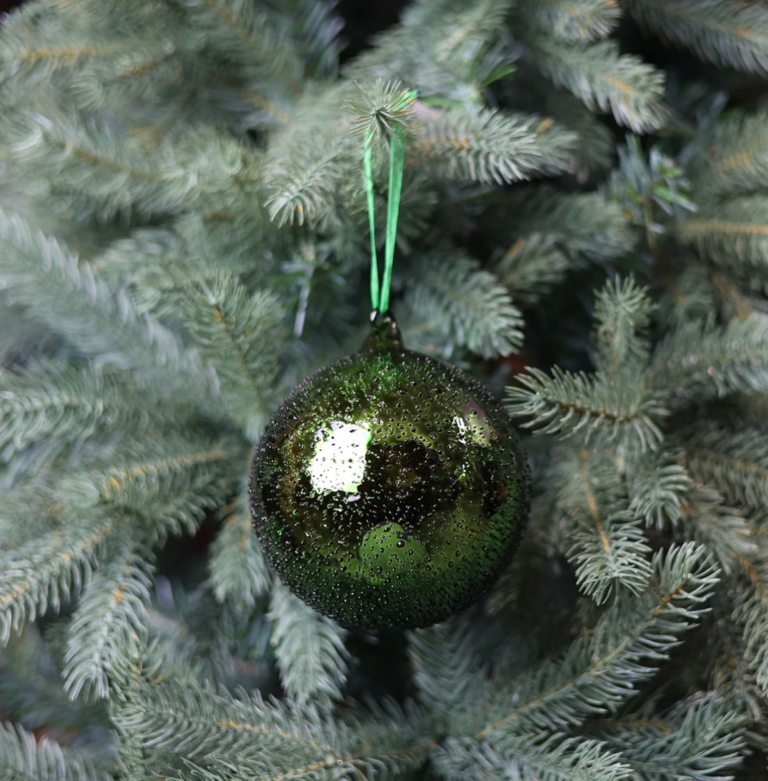 Green Glass Beaded Bauble (12cm)