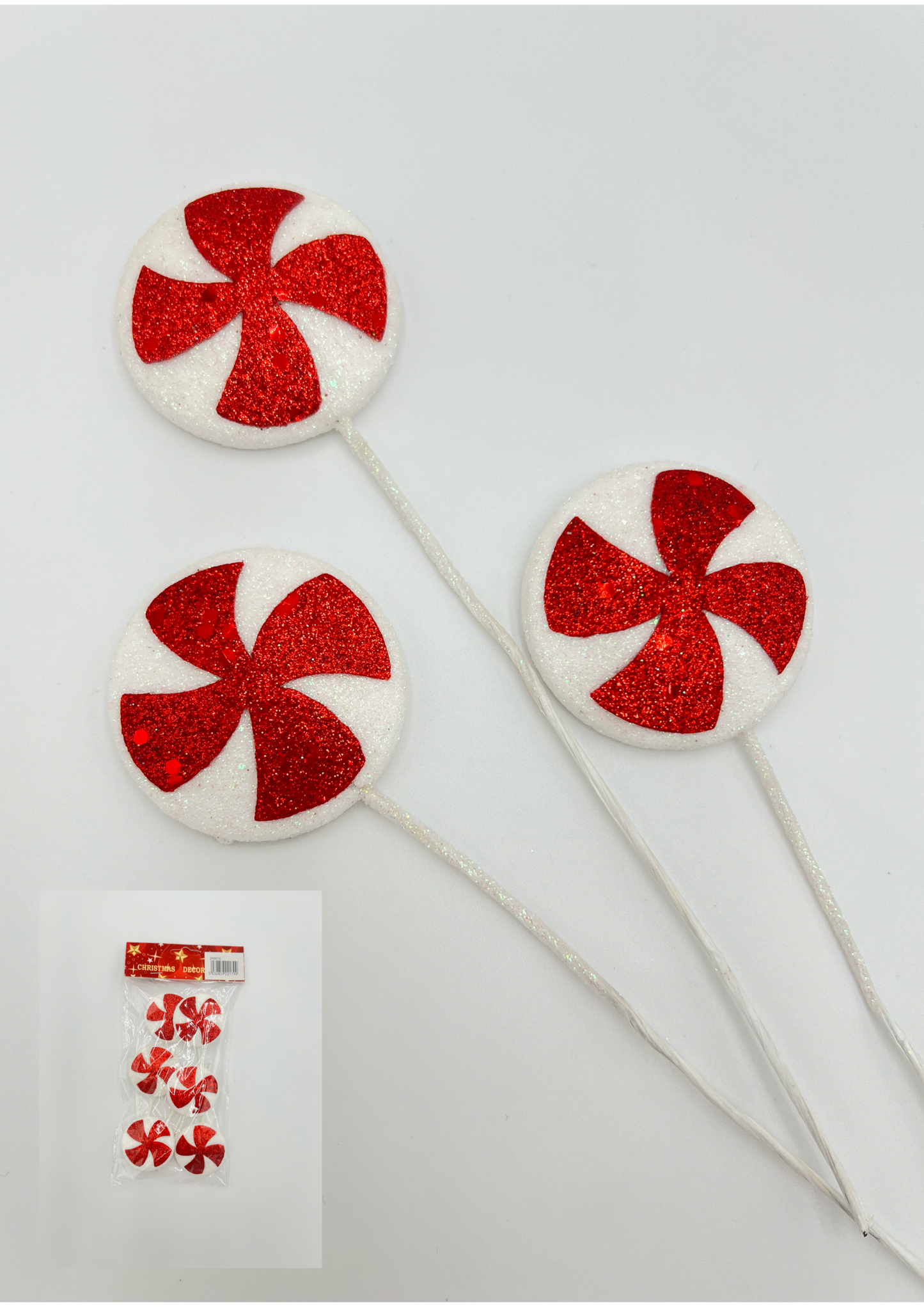 Faux Peppermint Swirl Pick 6 Pack