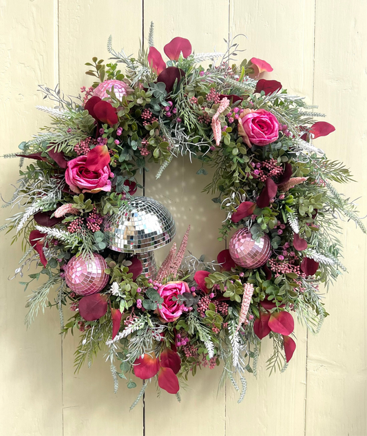 Ghouls Night Out Whimsical Autumn Wreath Pink/Disco