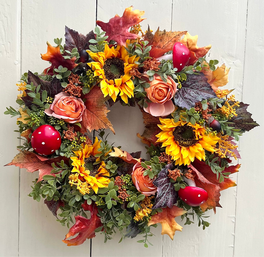 Autumn Solstice Autumn Wreath Toadstool/Sunflower