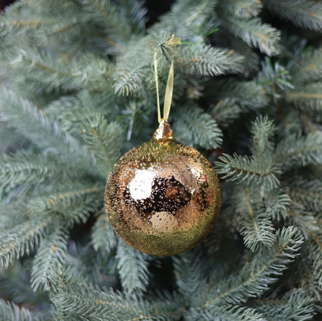 Gold Glass beaded Bauble (12cm)
