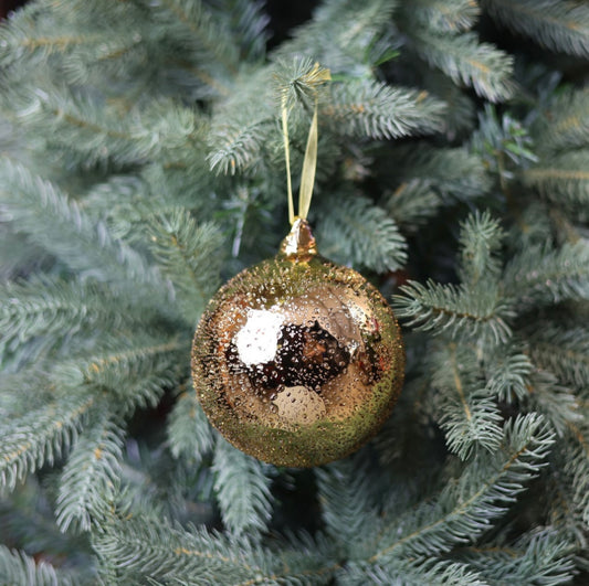 Gold Glass beaded Bauble (12cm)