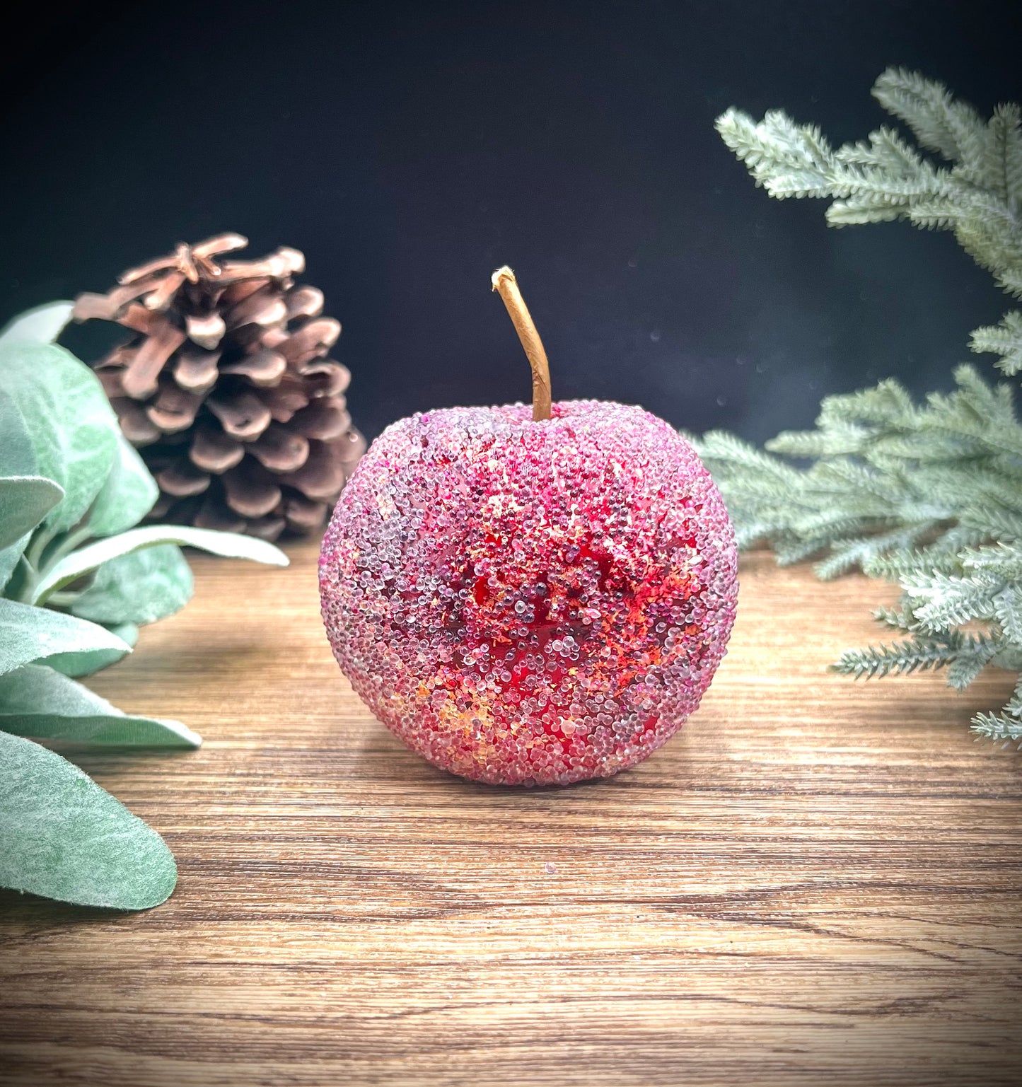Beaded Apple decoration Burgundy/Gold