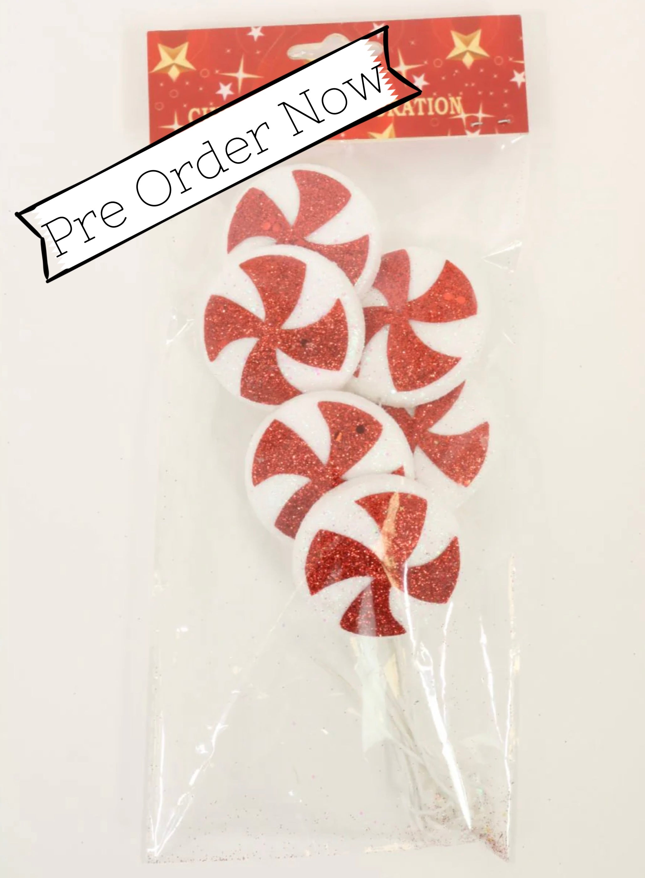 Faux Peppermint Swirl Pick 6 Pack
