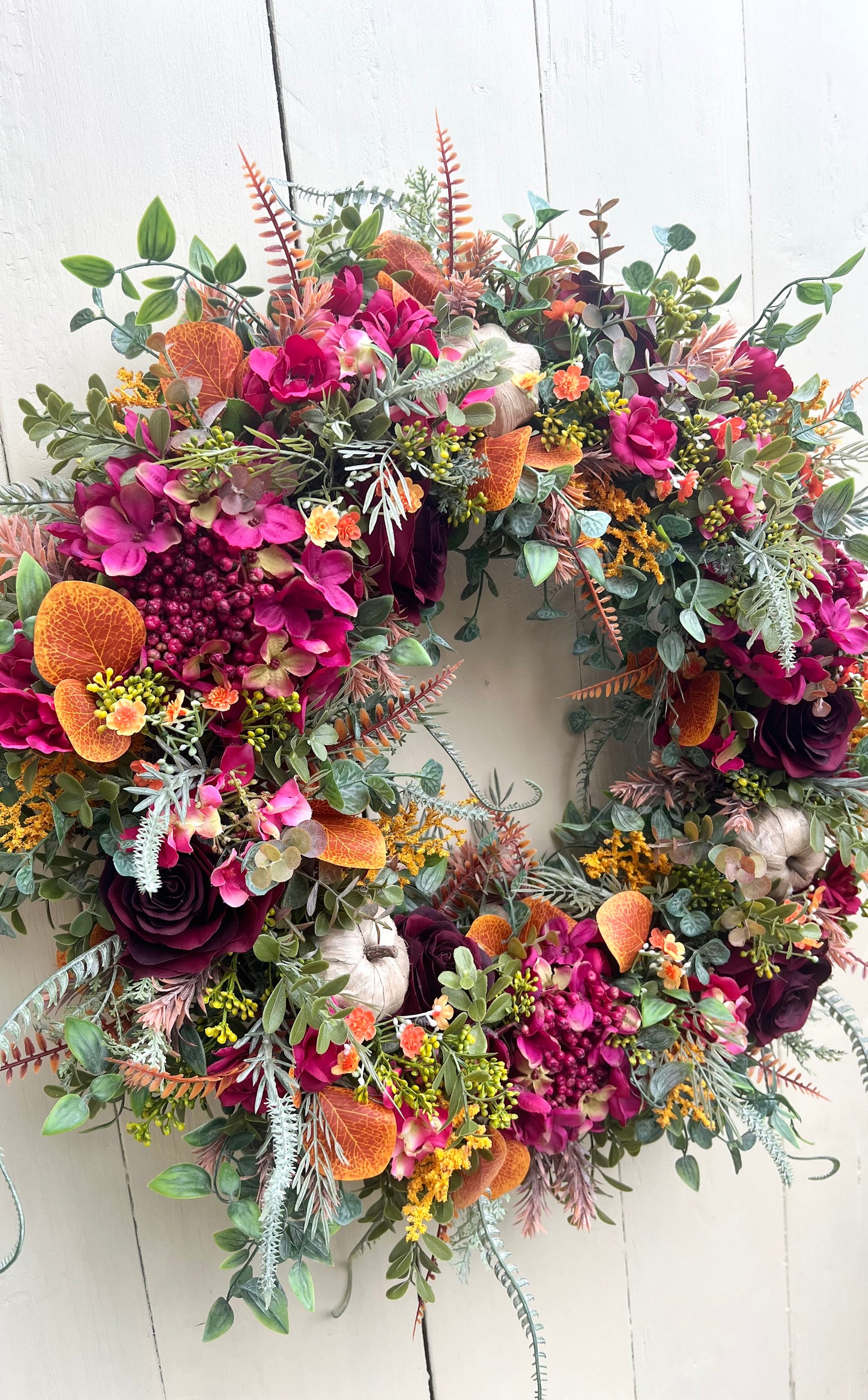 Witches Harvest Autumn Wreath Pink/Orange
