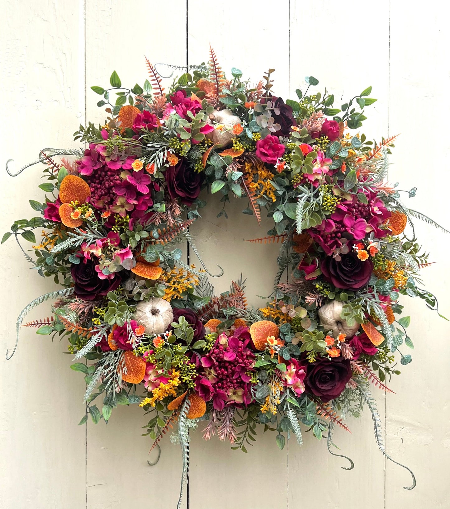 Witches Harvest Autumn Wreath Pink/Orange
