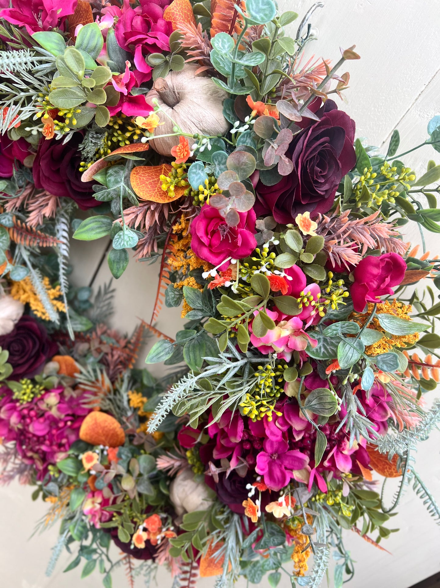 Witches Harvest Autumn Wreath Pink/Orange