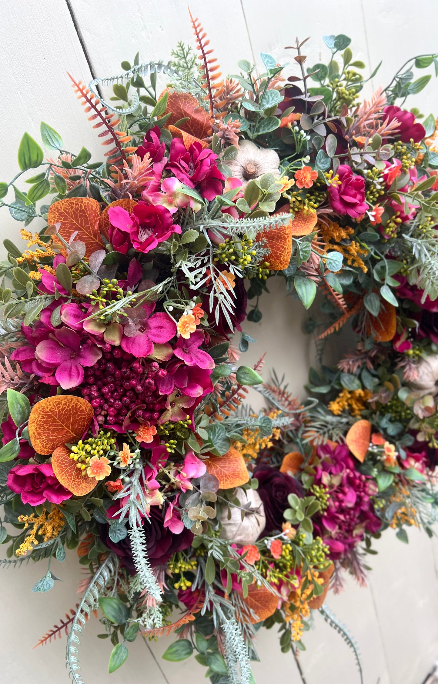 Witches Harvest Autumn Wreath Pink/Orange